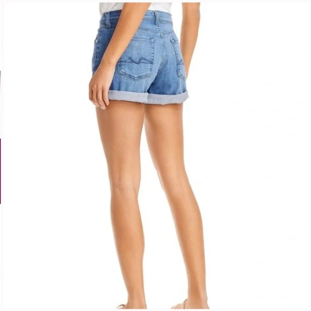 7 For All Mankind Mid Roll Up Short- Shoreline Drive Jean Short - Picture 3 of 9
